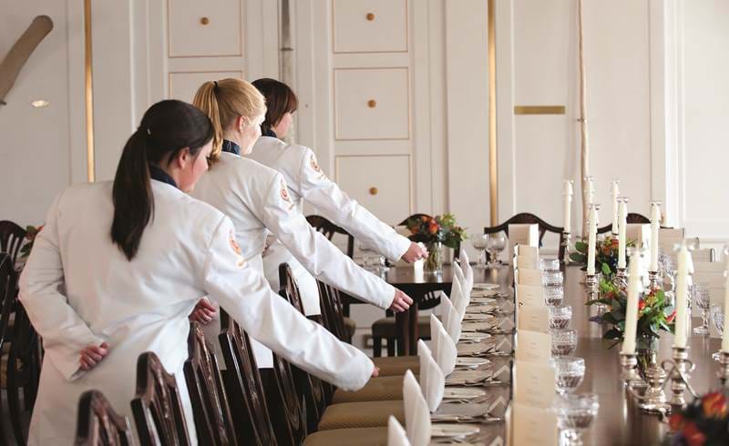 waitresses in state dining room royal yacht britannia