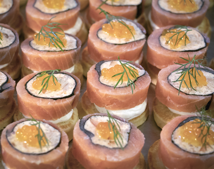 Canapes aboard Fingal 