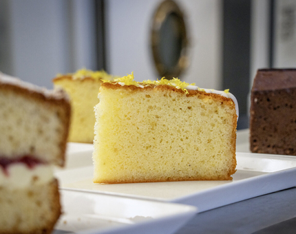 A selection of slices of cakes in the Royal Deck Tearoom. 