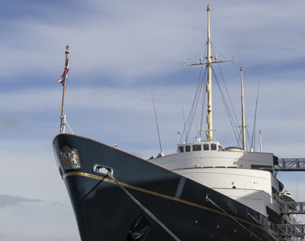 The exterior of The Royal Yacht Britannia. 