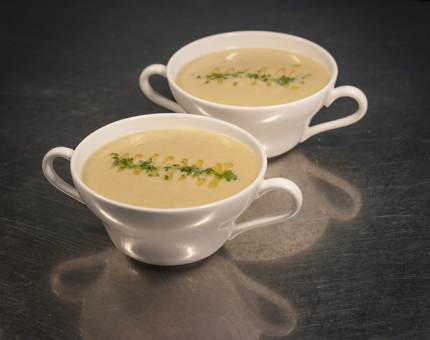 Bowls of Cullen skink soup. 