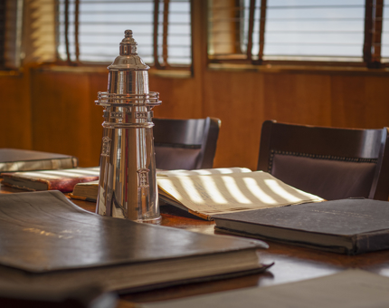 The dining table in The Bridge on Fingal. 