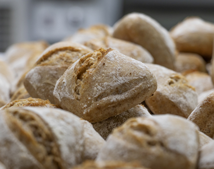 A close-up of bread rolls. 
