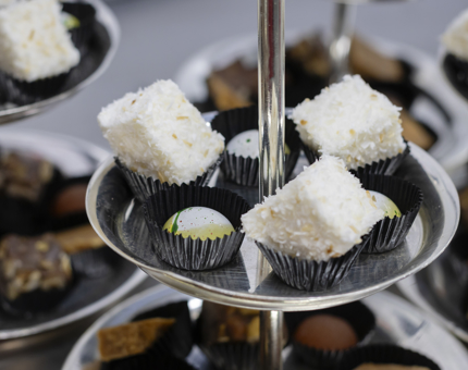 A stand containing petits fours. 