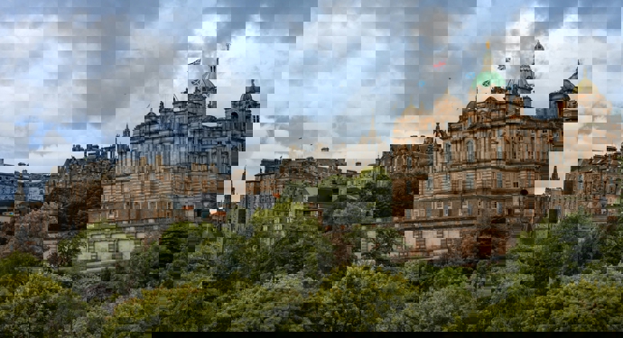 Edinburgh skyline in the rain.