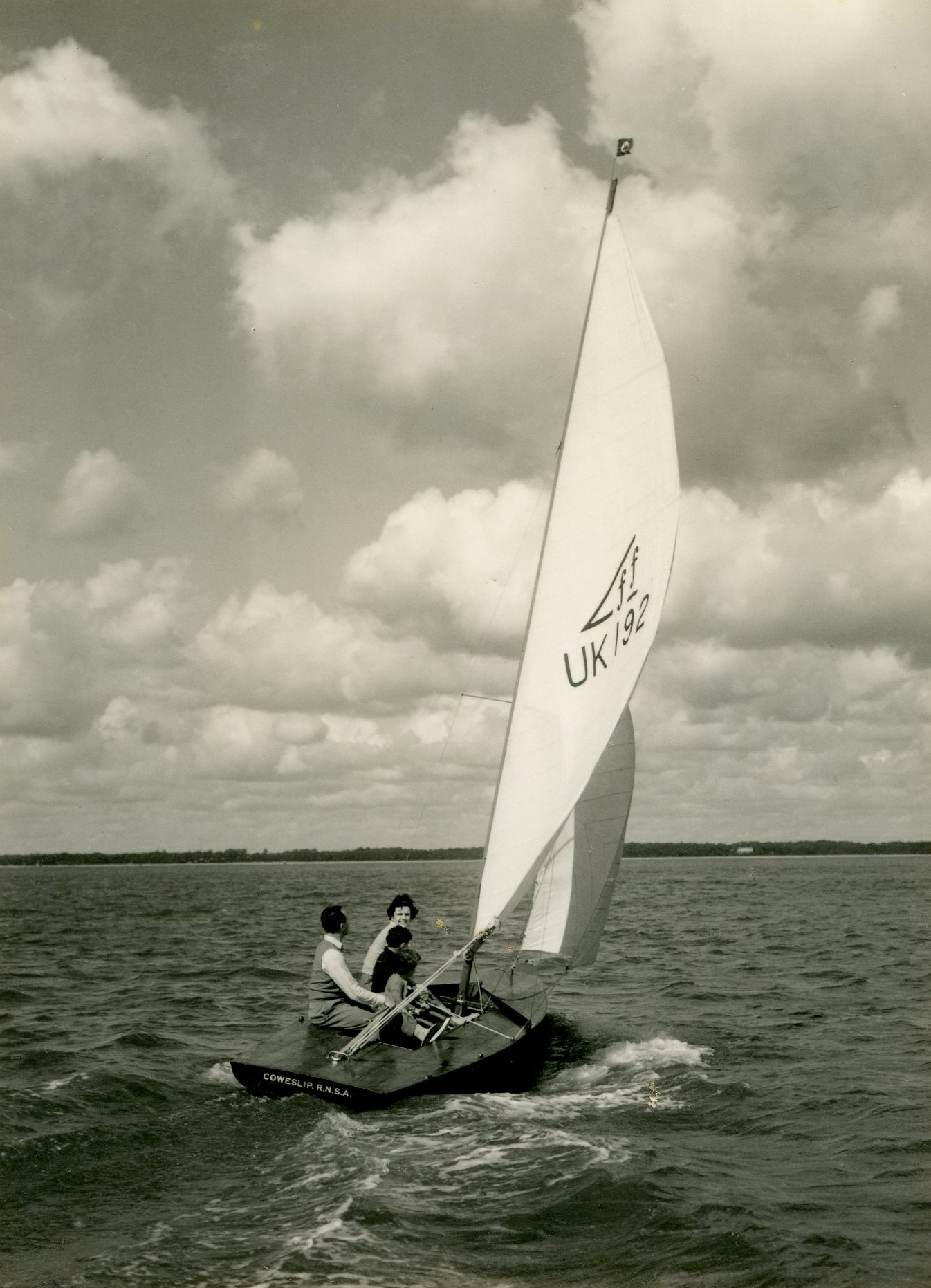Coweslip sailing in the ocean. 