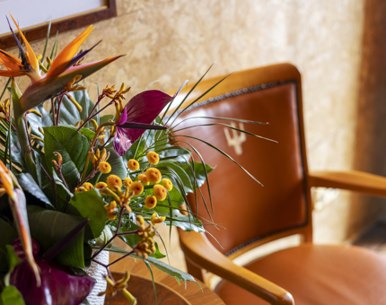 A colourful floral display in Fingal's Reception. 
