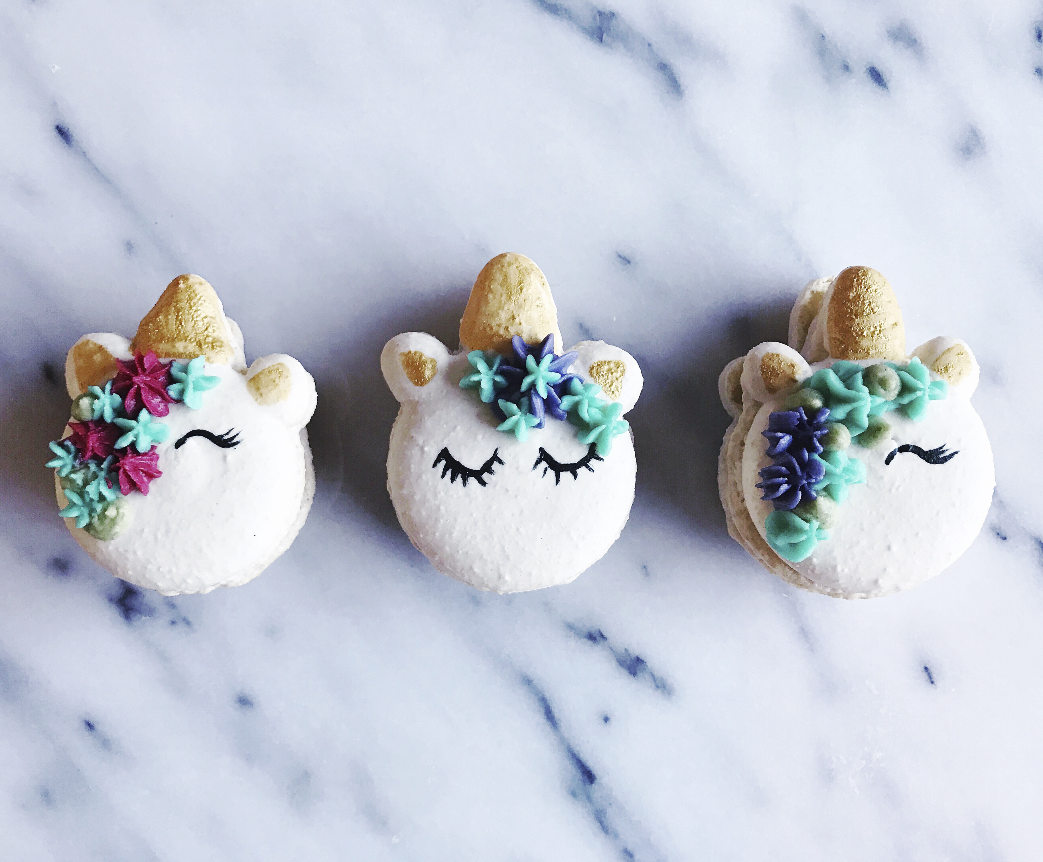 Unicorn macarons at the Naked Bakery