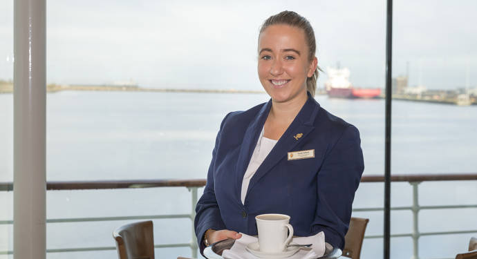 Sarah serving in the Tea Room