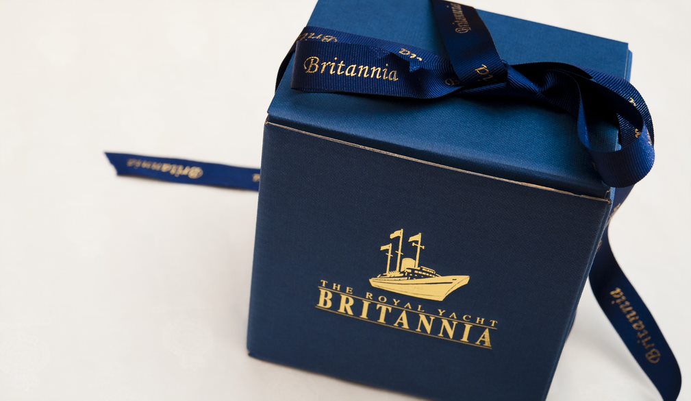Britannia branded ribbon wrapped box