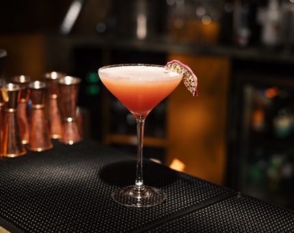 A Mango And Dragonfruit Martini Mocktail In The Lighthouse Restaurant & Bar. 