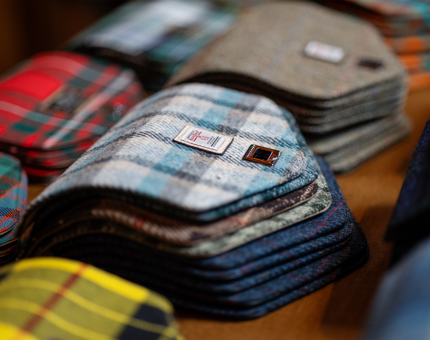 A close up of bag making supplies for the Islander bags and Harris Gin event aboard Fingal. 