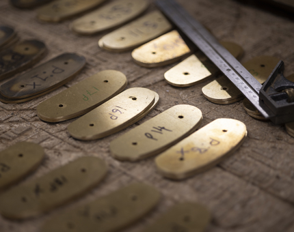 Brass Ends are labelled to go with each specific handrail