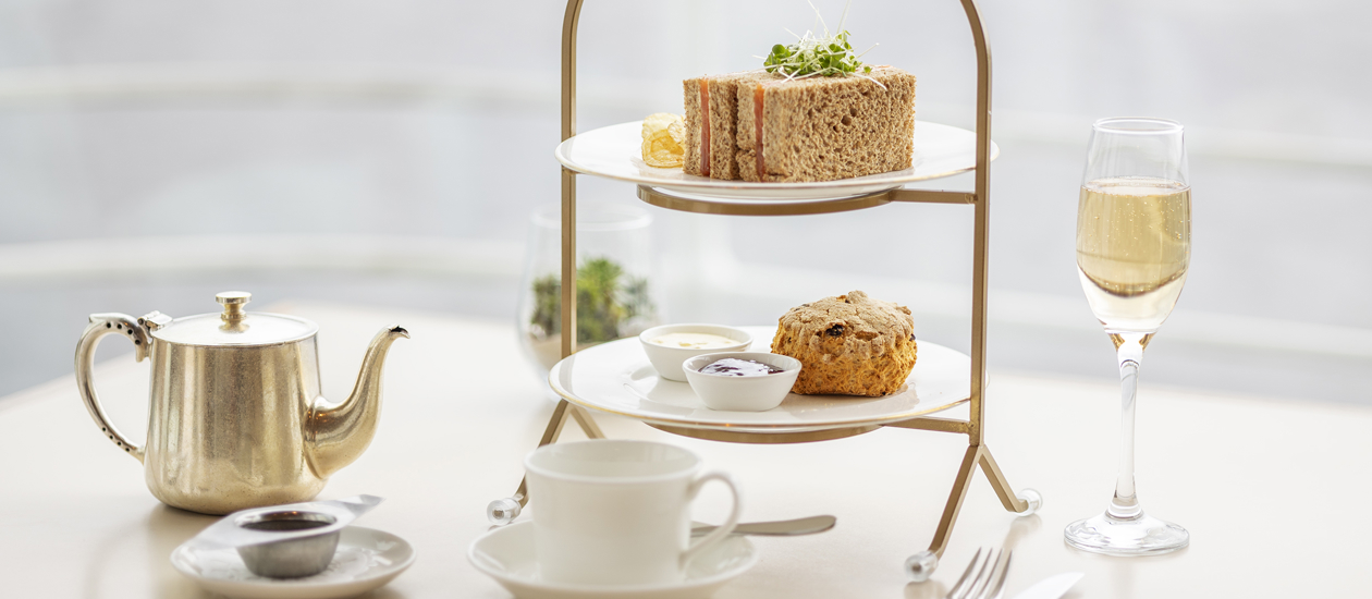cream tea set up on a table