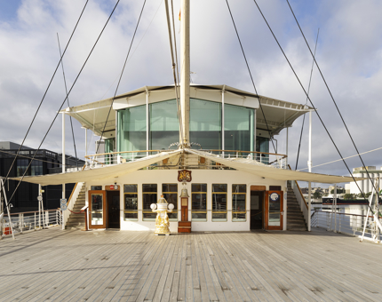 The Verandah Deck aboard The Royal Yacht Britannia in Leith. 