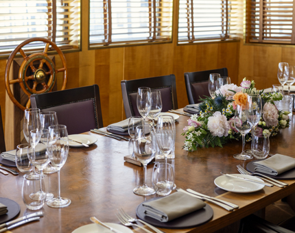 A table in Fingal's Bridge set for a wedding. 