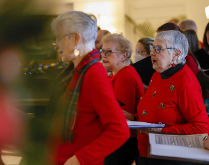 The Edinburgh Gilbert and Sullivan Society singing on board The Royal Yacht Britannia. 