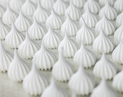 A close up of the delicate meringues