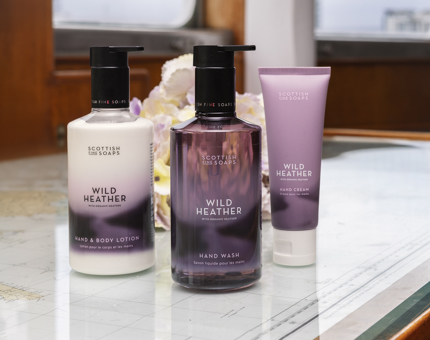 Scottish fine soaps company products that are wild heather scented. 