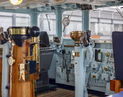 The Bridge of The Royal Yacht Britannia in Edinburgh.