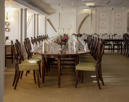 The State Dining Room aboard The Royal Yacht Britannia in Leith. 