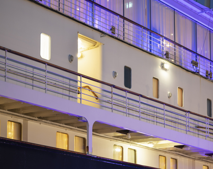 Port Side of Britannia evening lights