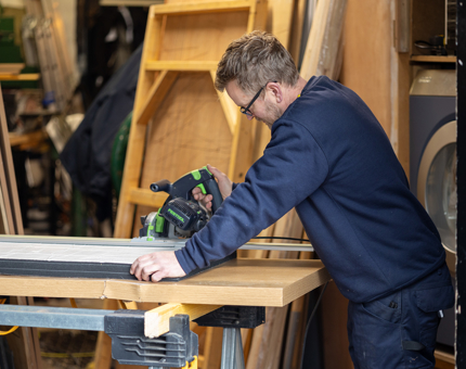 Maintenance Jay cutting sound islulation panels for Fingal Hotel.