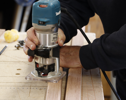 Close up of a picture frame being made in the Joiners' Workshop