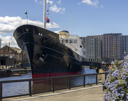 A view of Fingal Hotel in the Port of Leith from the quayside. 